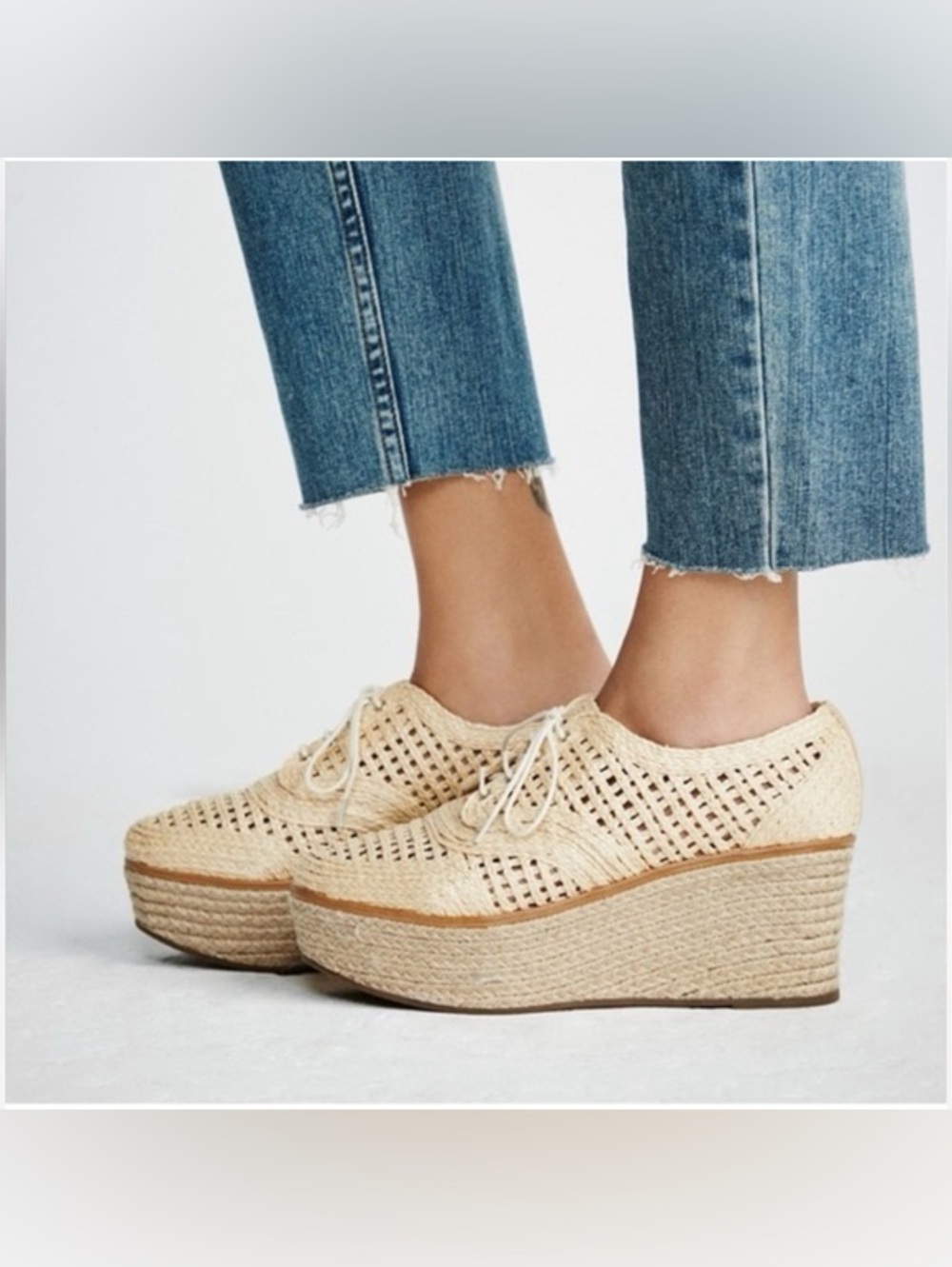 SCHUTZ JULES NATURAL JUTE PLATFORM OXFORD SHOES